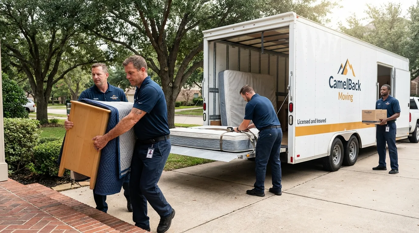 Crew loading residential truck for cross-state move from Ciales, PR
